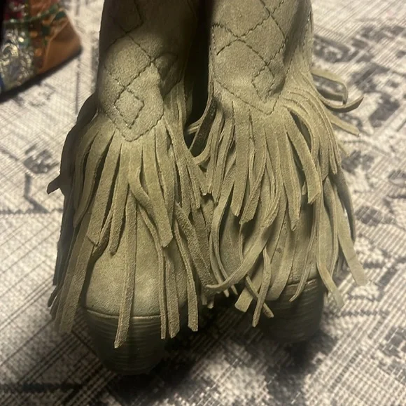 COPY - Free People Lawless Suede Fringe Boots in Army Green - Picture 5 of 7